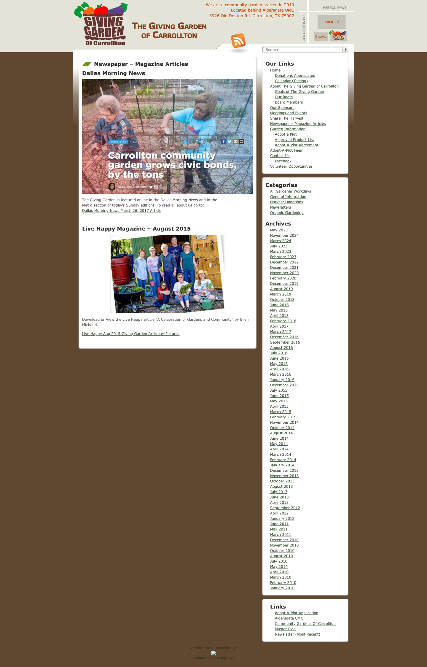 Old Newspaper/Magazine Articles page, a bare list of blog posts